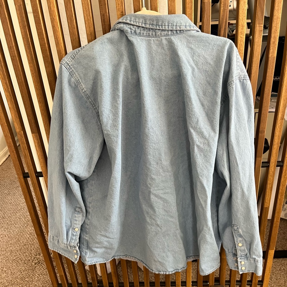 Wrangler Women’s Embroidered Boyfriend Western Snap Denim Shirt XL - Picture 5 of 7